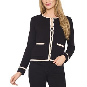 Cece Womens  Patch Pocket Tipping Cardigan, Black